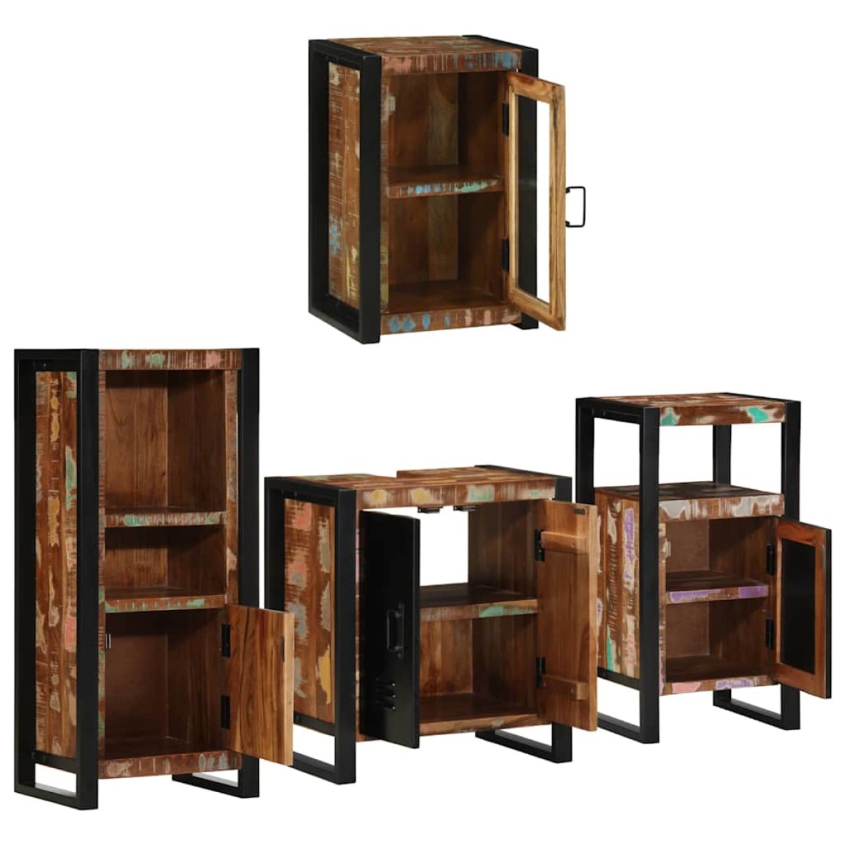 vidaXL Σετ Επίπλων Μπάνιου 4 τμχ. Πολύχρωμο 55 x 35 x 60 εκ.