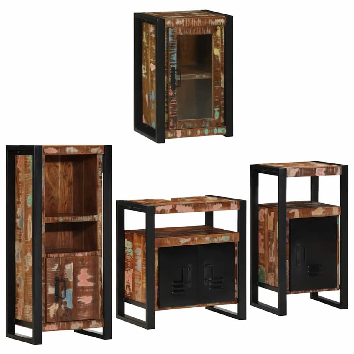 vidaXL Σετ Επίπλων Μπάνιου 4 τμχ. Πολύχρωμο 55 x 35 x 60 εκ.