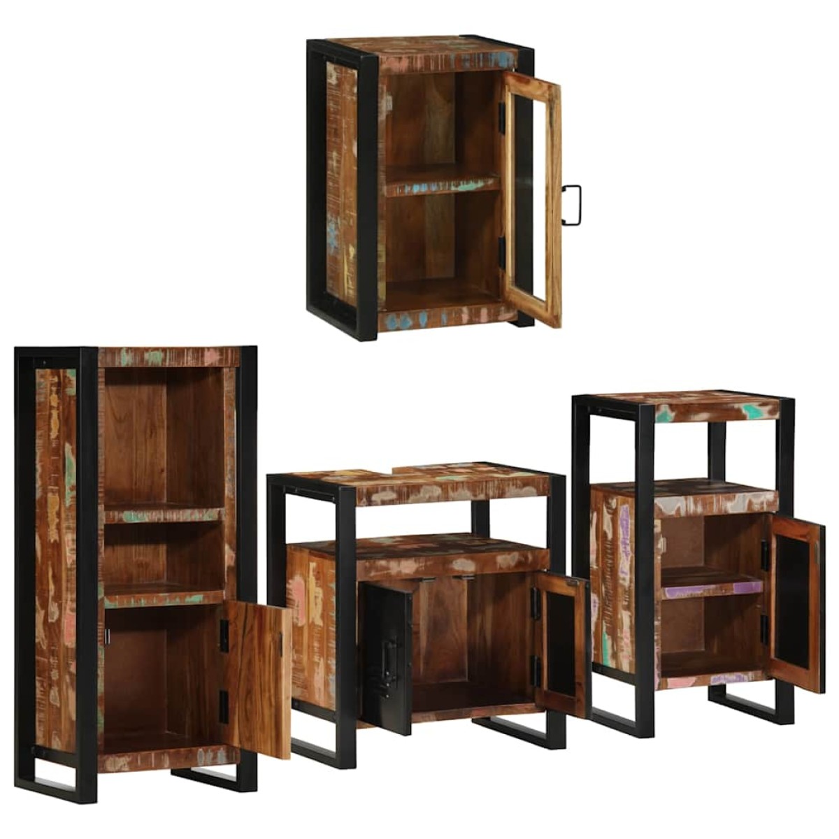 vidaXL Σετ Επίπλων Μπάνιου 4 τμχ. Πολύχρωμο 55 x 35 x 60 εκ.