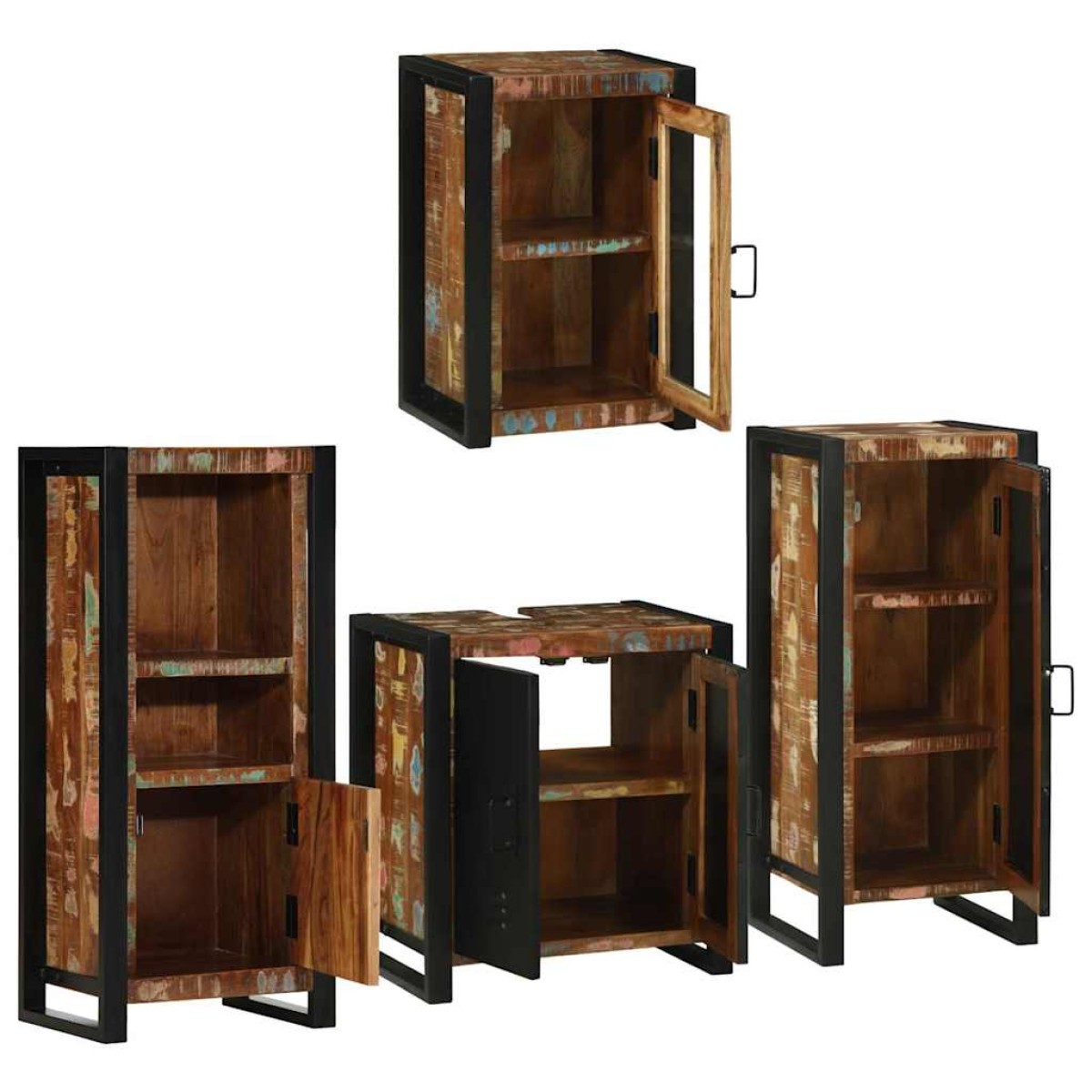 vidaXL Σετ Επίπλων Μπάνιου 4 τμχ. Πολύχρωμο 55 x 35 x 60 εκ.