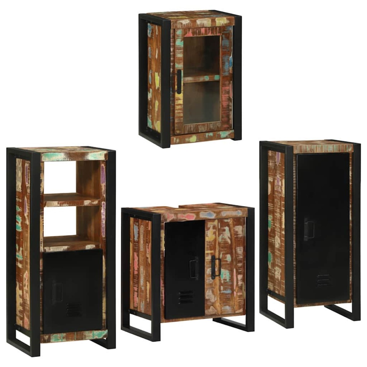 vidaXL Σετ Επίπλων Μπάνιου 4 τμχ. Πολύχρωμο 55 x 35 x 60 εκ.