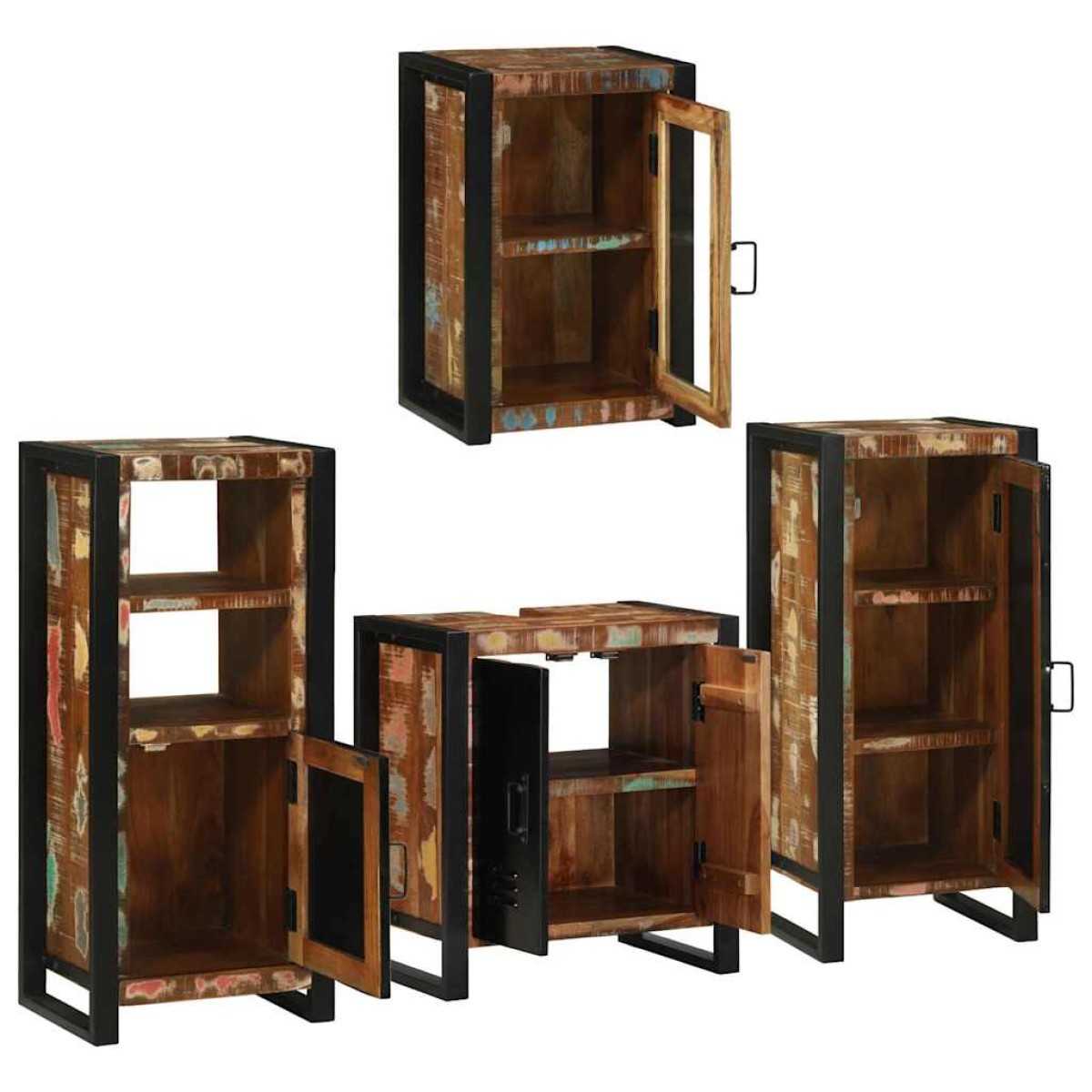 vidaXL Σετ Επίπλων Μπάνιου 4 τμχ. Πολύχρωμο 55 x 35 x 60 εκ.