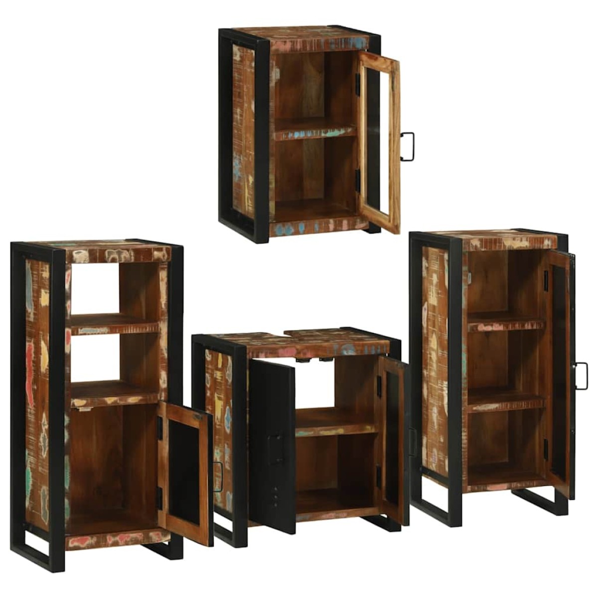 vidaXL Σετ Επίπλων Μπάνιου 4 τμχ. Πολύχρωμο 55 x 35 x 60 εκ.