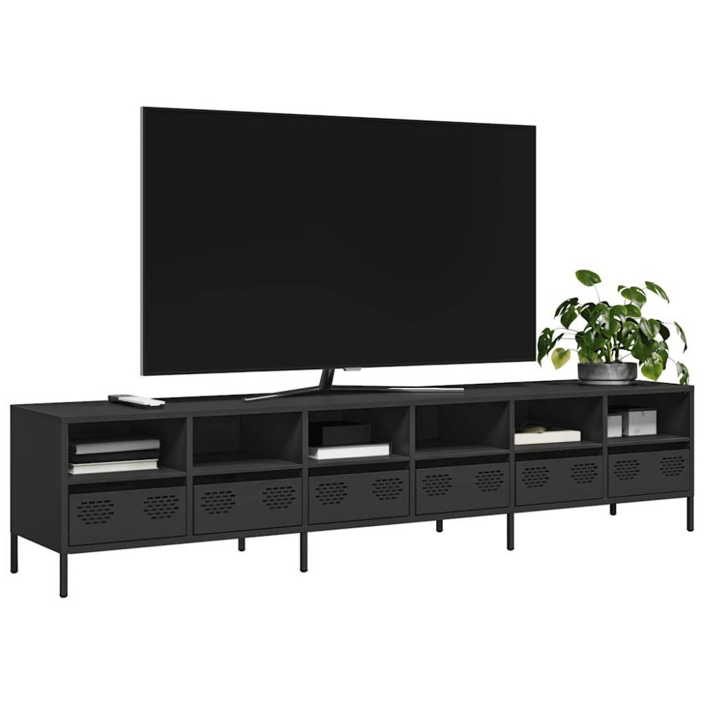 vidaXL Έπιπλο Τηλεόρασης Μαύρο 202x39x43,5 εκ. Χάλυβας Ψυχρής Έλασης