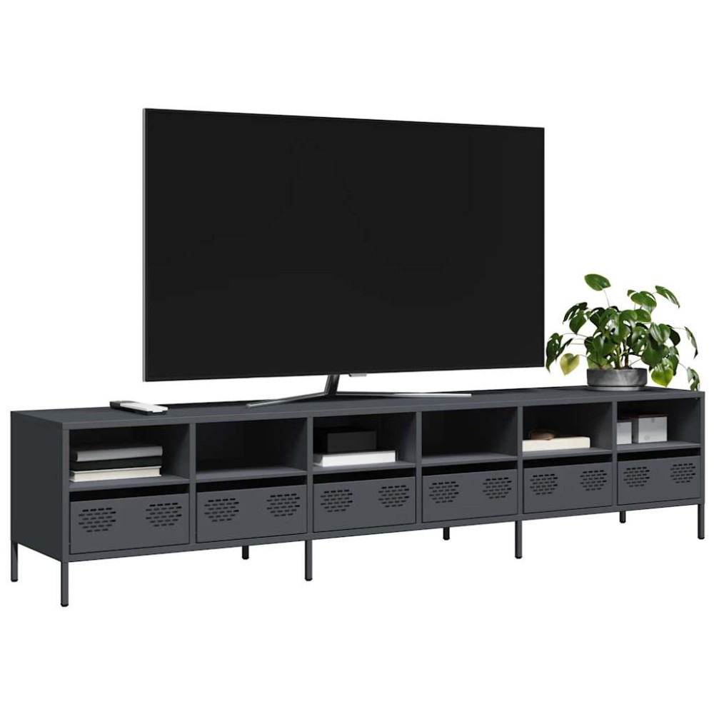 vidaXL Έπιπλο Τηλεόρασης Ανθρακί 202x39x43,5 εκ. Ατσάλι Ψυχρής Έλασης
