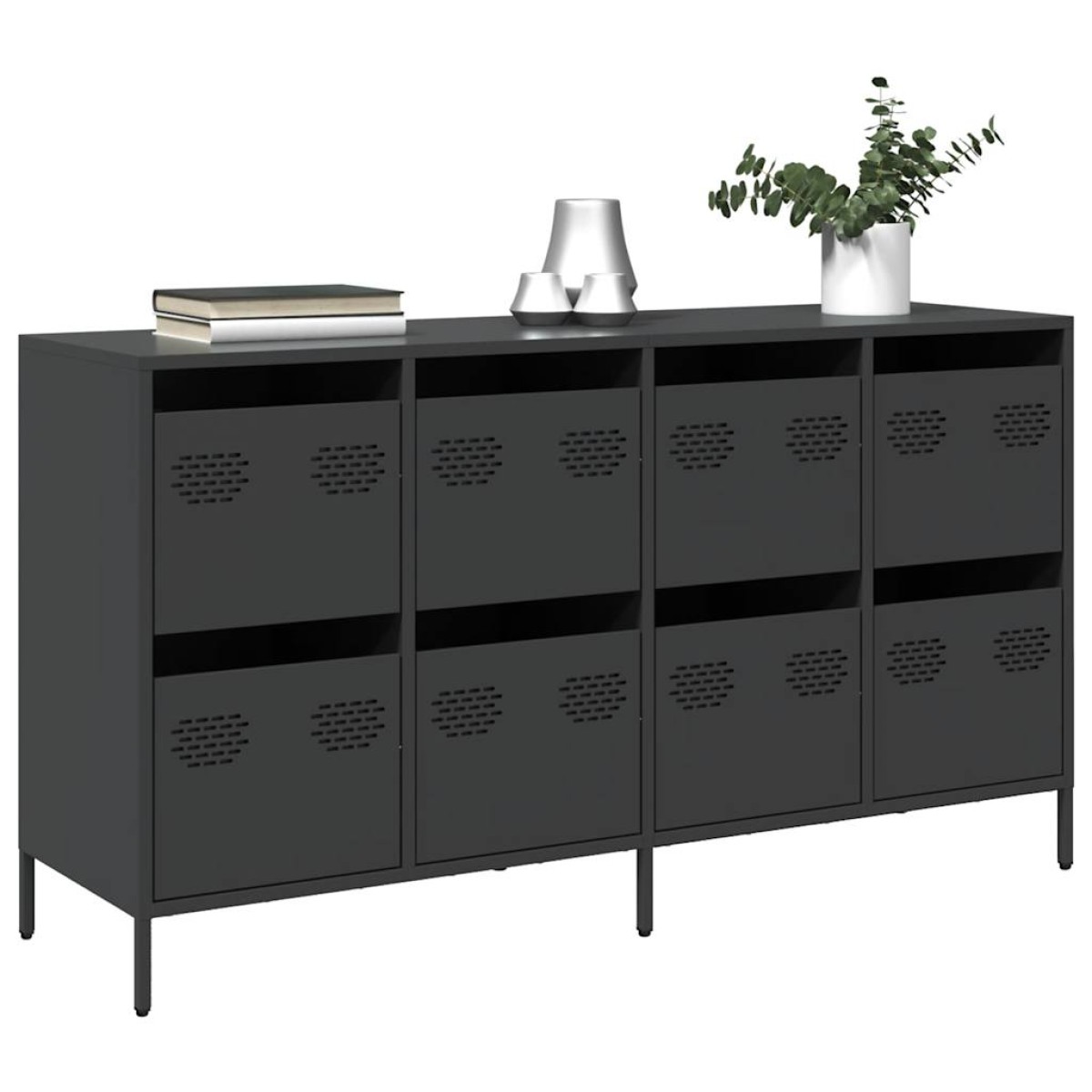 vidaXL Ντουλάπι Μαύρο 135x39x73,5 εκ. από Χάλυβα Ψυχρής Έλασης
