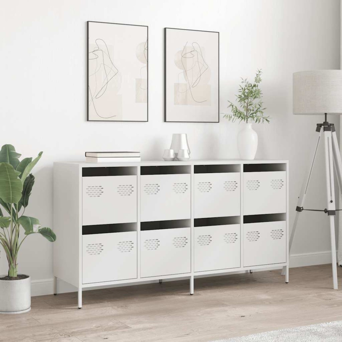 vidaXL Sideboard Λευκό 135x39x73,5 cm Ατσάλι ψυχρής έλασης