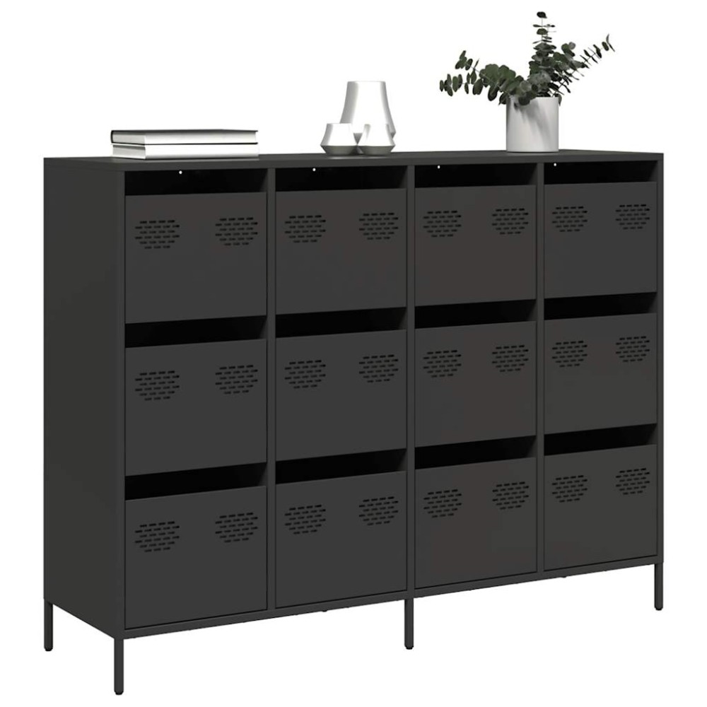 vidaXL Ντουλάπι Μαύρο 135x39x103,5 εκ. από Χάλυβα Ψυχρής Έλασης