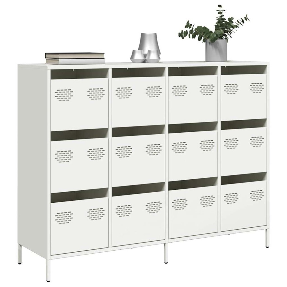 vidaXL Sideboard Λευκό 135x39x103,5 cm Ατσάλι ψυχρής έλασης