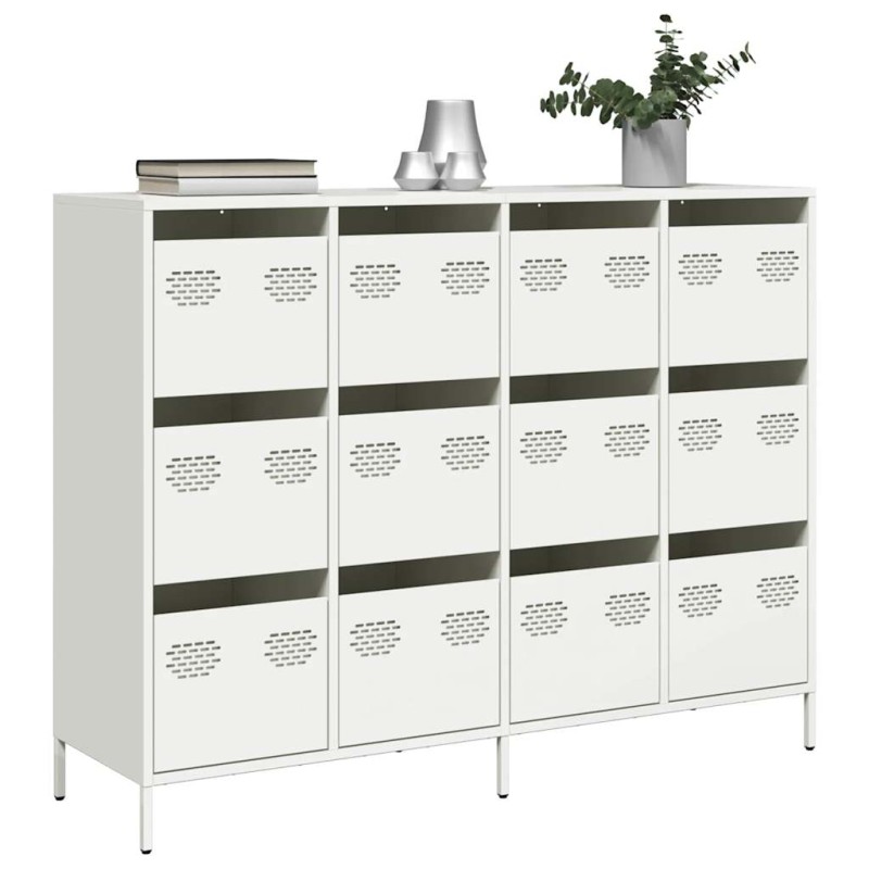 vidaXL Sideboard Λευκό 135x39x103,5 cm Ατσάλι ψυχρής έλασης