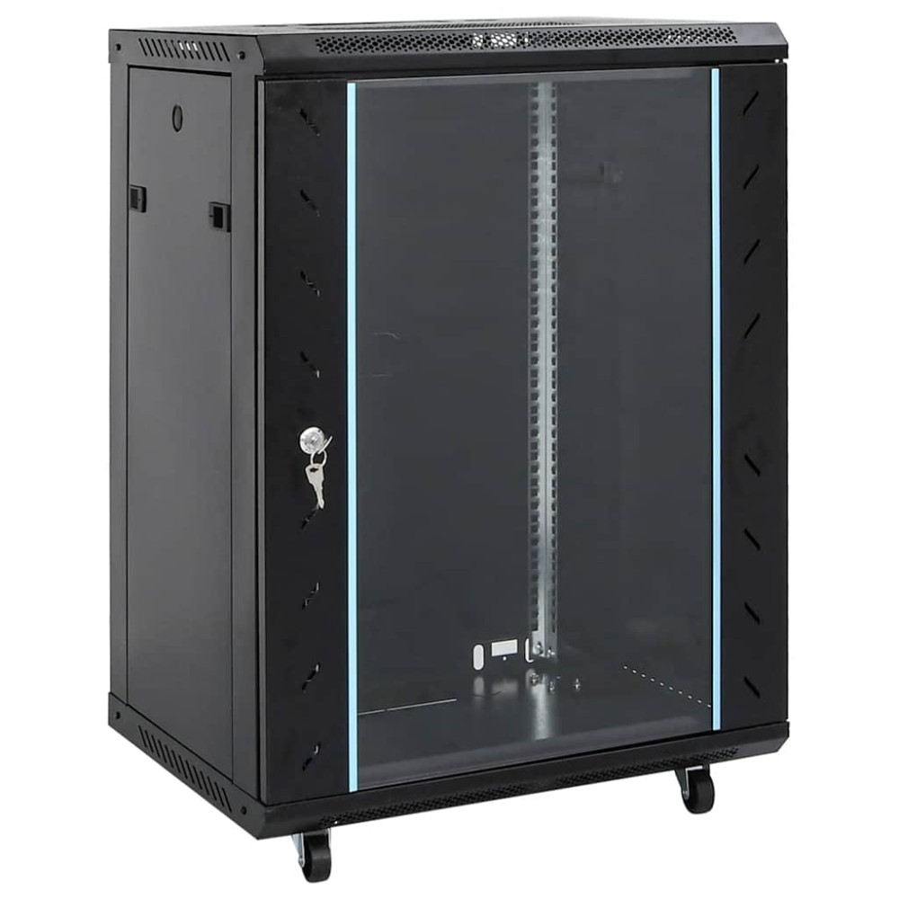 vidaXL Καμπίνα Δικτύου 15U 19" IP20 Μαύρη 60x45x86 εκ.