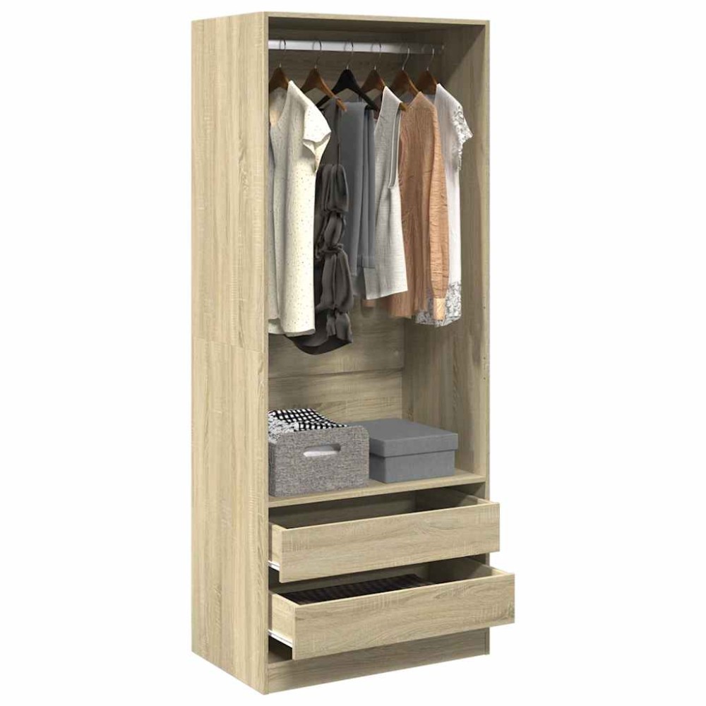 vidaXL Ντουλάπα Χρώμα Sonoma Δρυς 80x50x200 εκ. από Επεξ. Ξύλο