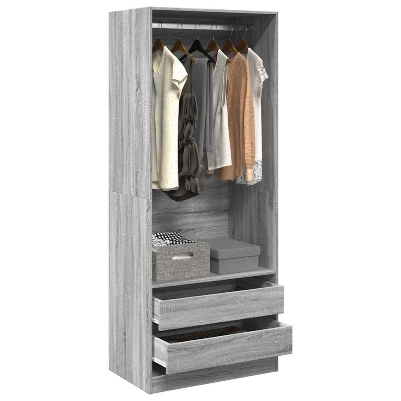 vidaXL Ντουλάπα Γκρι Sonoma 80x50x200 εκ. από Επεξεργασμένο Ξύλο