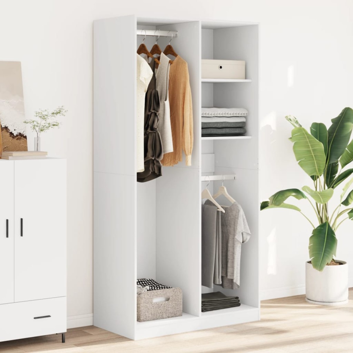 vidaXL Ντουλάπα Λευκή 100x50x200 εκ. από Επεξεργασμένο Ξύλο