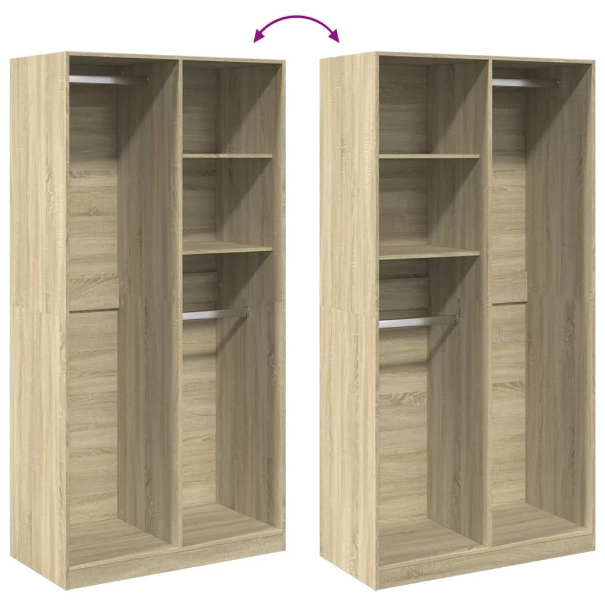 vidaXL Ντουλάπα Χρώμα Sonoma Δρυς 100x50x200εκ. από Επεξεργασμένο Ξύλο