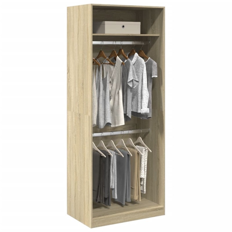vidaXL Ντουλάπα Χρώμα Sonoma Δρυς 80x50x200 εκ. από Επεξ. Ξύλο