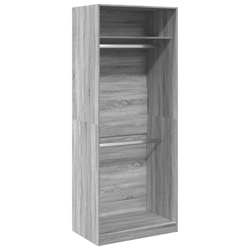 vidaXL Ντουλάπα Γκρι Sonoma 80x50x200 εκ. από Επεξεργασμένο Ξύλο