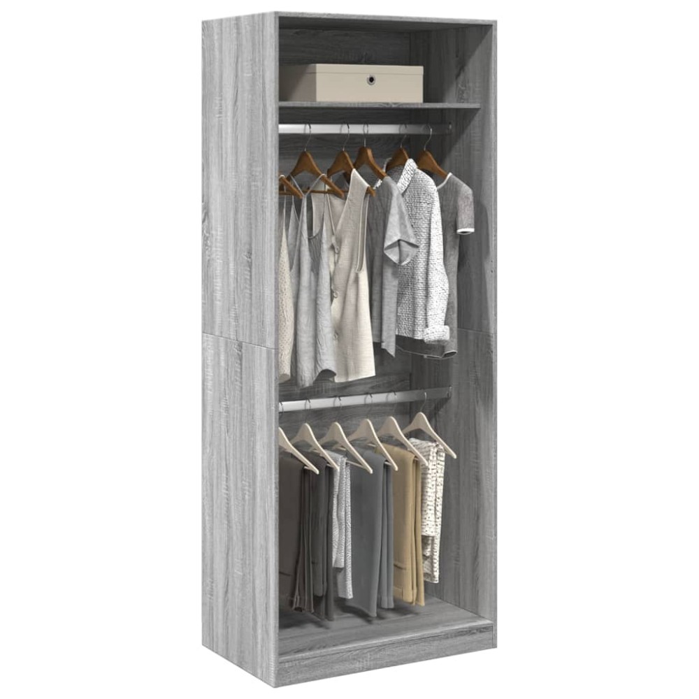 vidaXL Ντουλάπα Γκρι Sonoma 80x50x200 εκ. από Επεξεργασμένο Ξύλο