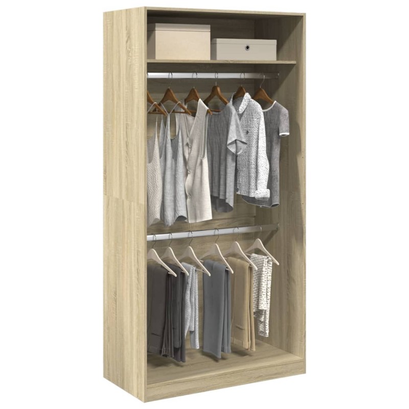 vidaXL Ντουλάπα Χρώμα Sonoma Δρυς 100x50x200εκ. από Επεξεργασμένο Ξύλο