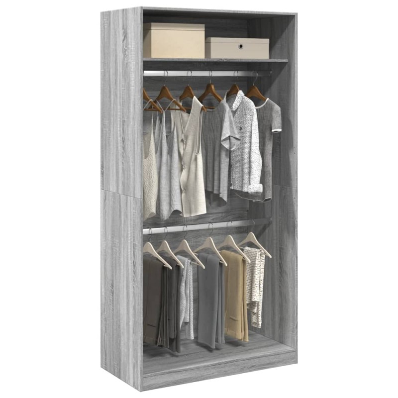 vidaXL Ντουλάπα Γκρι Sonoma 100 x 50 x 200 εκ. από Επεξεργασμένο Ξύλο
