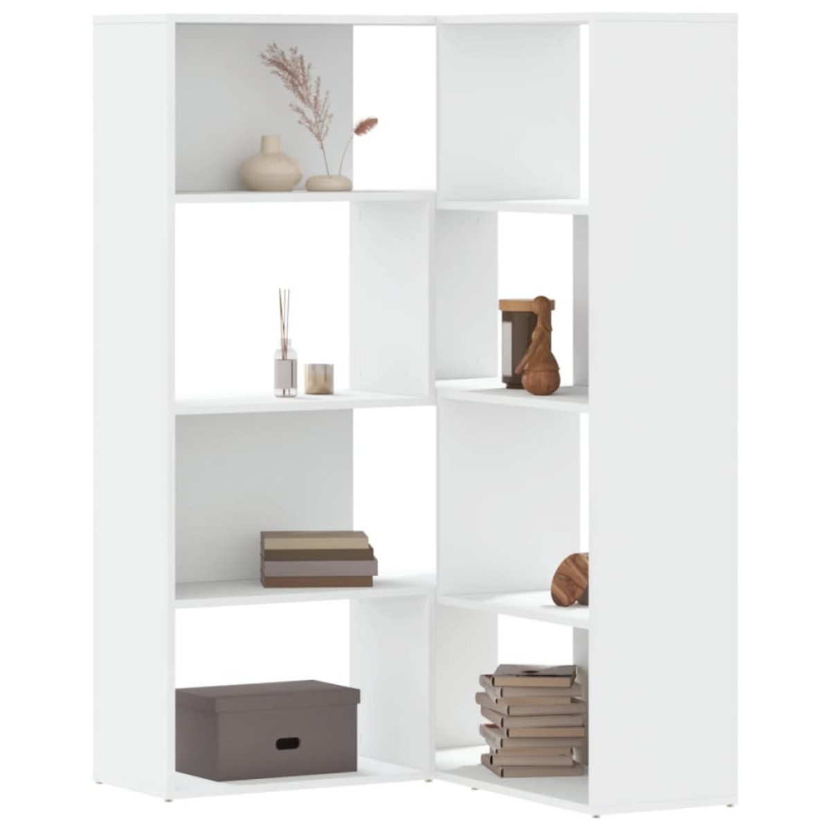 vidaXL Βιβλιοθήκη Γωνιακή 4 Επ. Λευκή 85x85x140 εκ Επεξ. Ξύλο