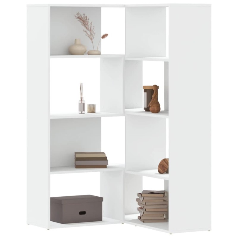 vidaXL Βιβλιοθήκη Γωνιακή 4 Επ. Λευκή 85x85x140 εκ Επεξ. Ξύλο