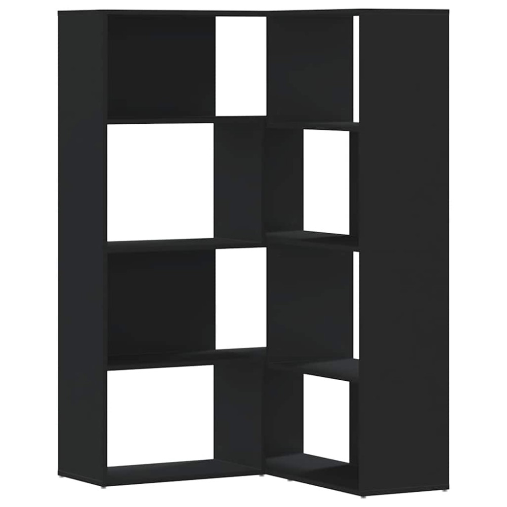 vidaXL Βιβλιοθήκη Γωνιακή 4 Επ. Μαύρο 85x85x140 εκ Επεξεργασμένο Ξύλο