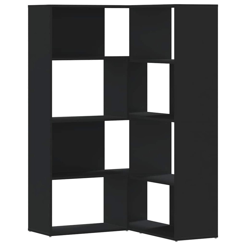 vidaXL Βιβλιοθήκη Γωνιακή 4 Επ. Μαύρο 85x85x140 εκ Επεξεργασμένο Ξύλο