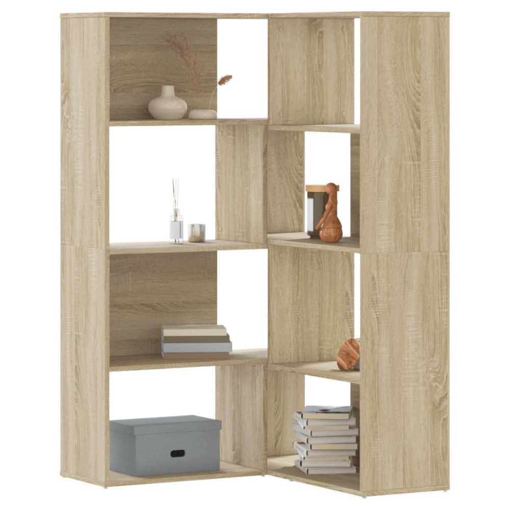 vidaXL Βιβλιοθήκη Γωνιακή 4 Επ. Sonoma Δρυς 85x85x140 εκ Επεξ. Ξύλο