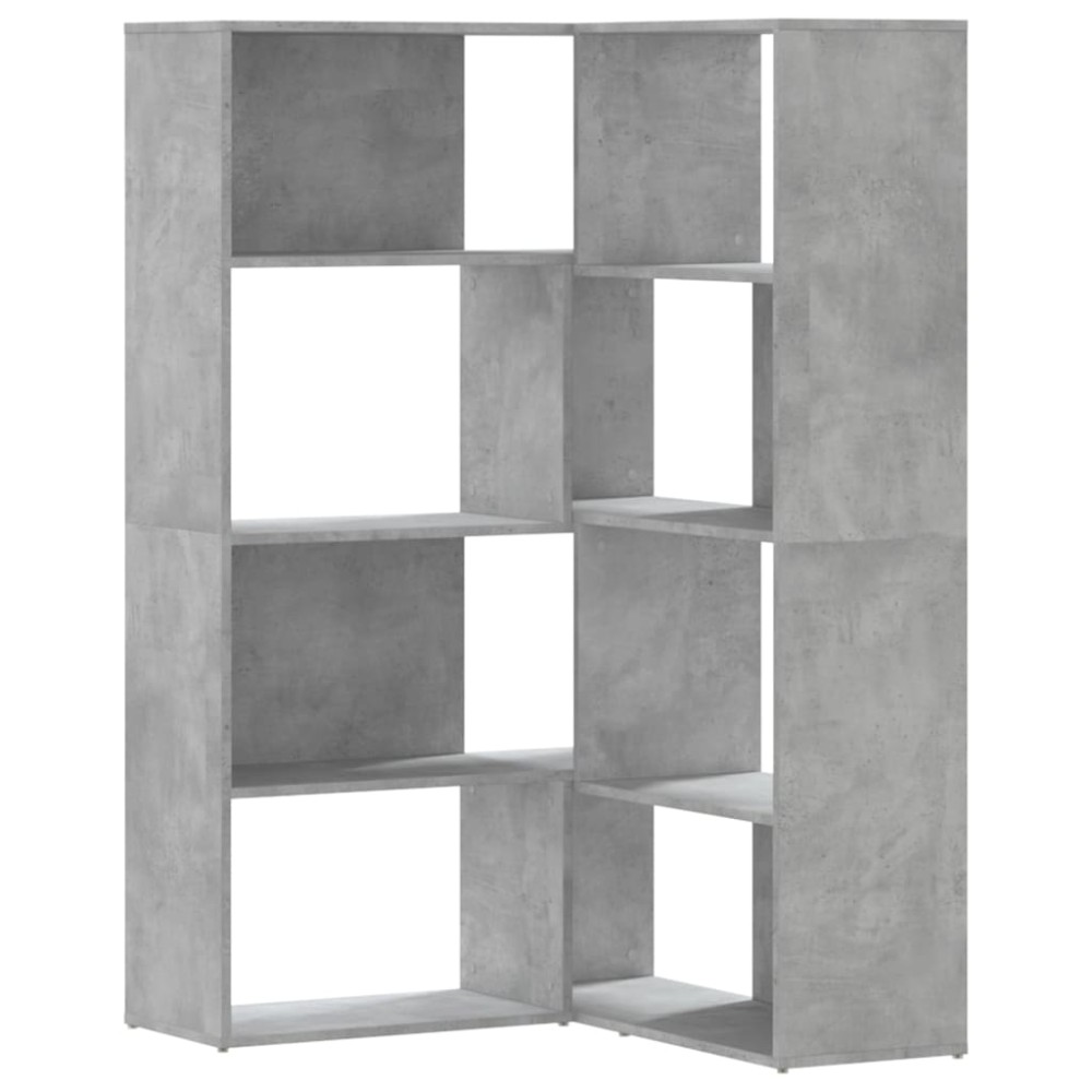 vidaXL Βιβλιοθήκη Γωνιακή 4 Επ. Γκρι Σκυροδέμ. 85x85x140 εκ Επεξ. Ξύλο