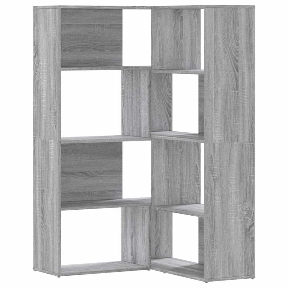 vidaXL Βιβλιοθήκη Γωνιακή 4 Επ. Γκρι Sonoma 85x85x140 εκ Επεξ. Ξύλο