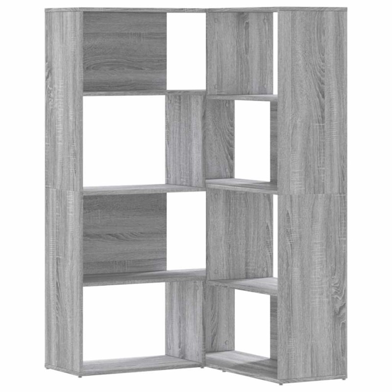 vidaXL Βιβλιοθήκη Γωνιακή 4 Επ. Γκρι Sonoma 85x85x140 εκ Επεξ. Ξύλο