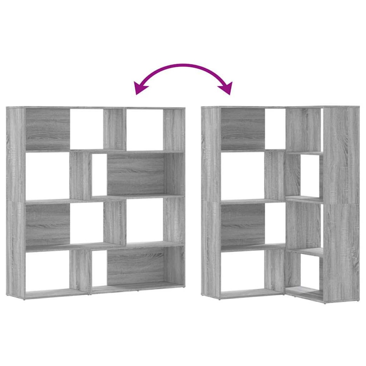 vidaXL Βιβλιοθήκη Γωνιακή 4 Επ. Γκρι Sonoma 85x85x140 εκ Επεξ. Ξύλο
