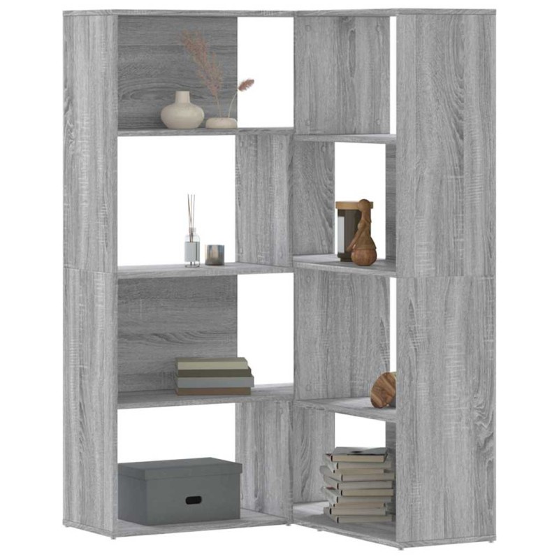 vidaXL Βιβλιοθήκη Γωνιακή 4 Επ. Γκρι Sonoma 85x85x140 εκ Επεξ. Ξύλο