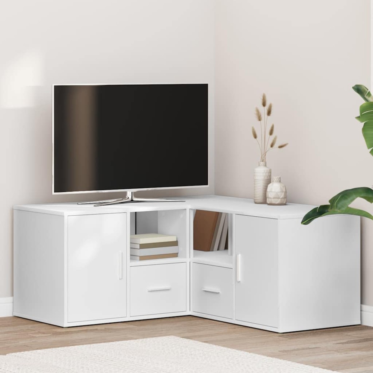 vidaXL Ντουλάπι Γωνιακό Λευκό 160x40x45 εκ. από Επεξ. Ξύλο