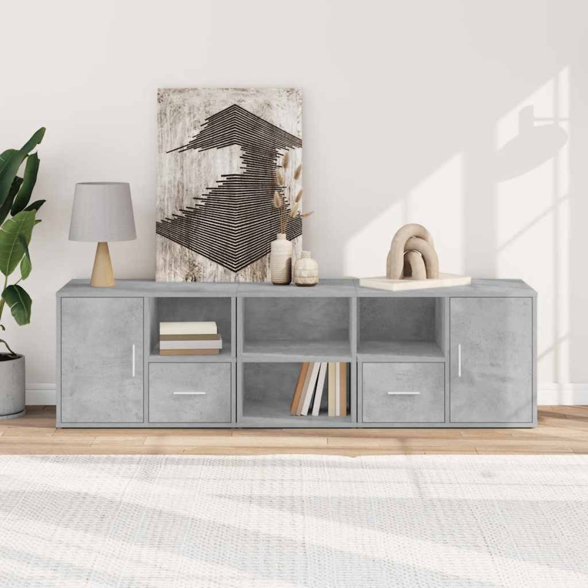 vidaXL Ντουλάπι Γωνιακό Γκρι Σκυροδέματος 160x40x45εκ. Επεξ. Ξύλο