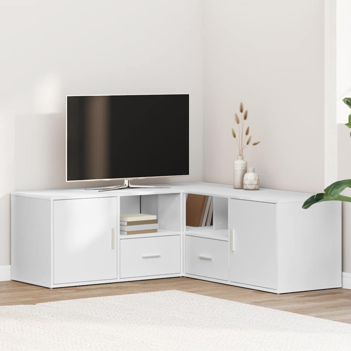 vidaXL Ντουλάπι Γωνιακό Λευκό 200x40x45 εκ. από Επεξ. Ξύλο