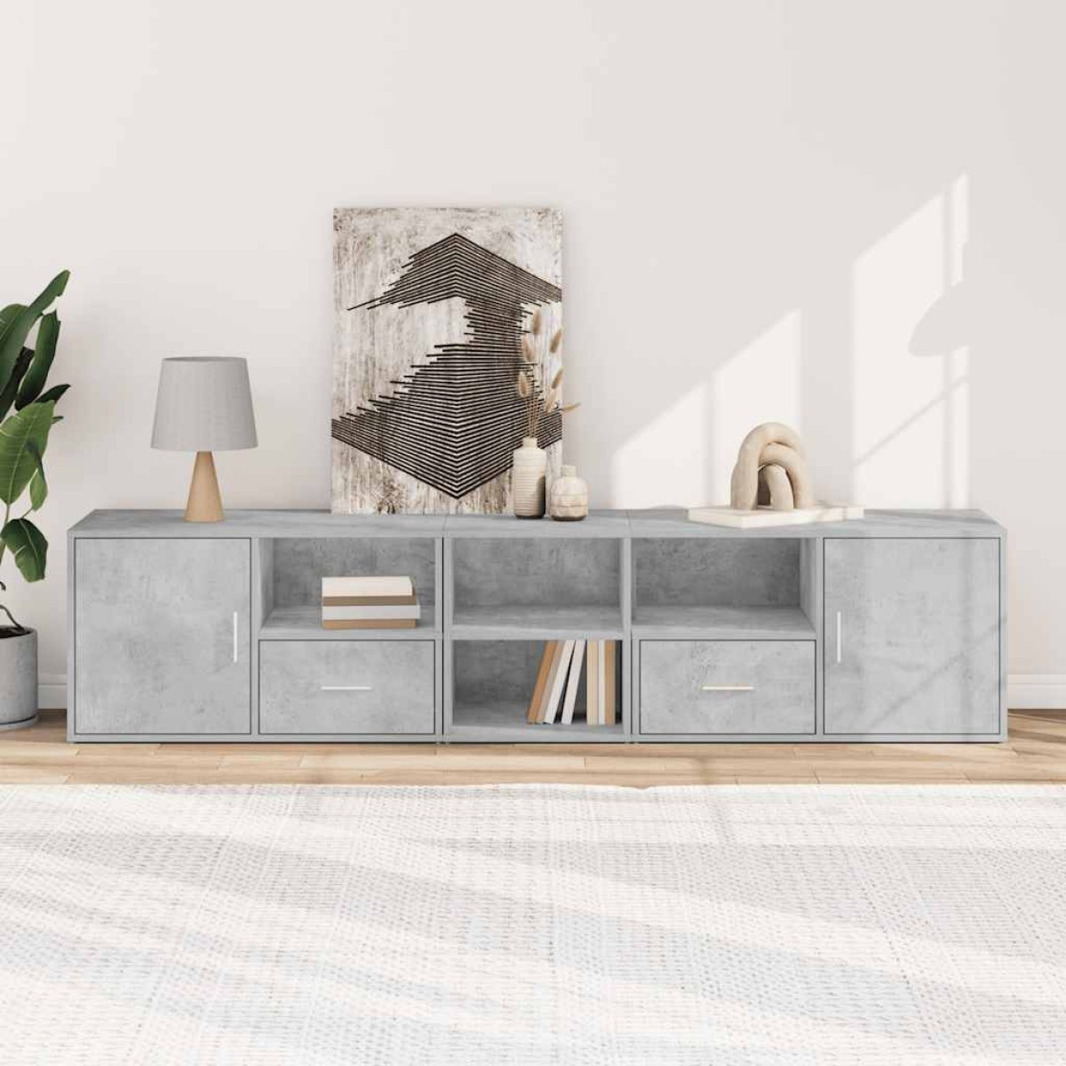 vidaXL Ντουλάπι Γωνιακό Γκρι Σκυροδέματος 200x40x45εκ. από Επεξ. Ξύλο