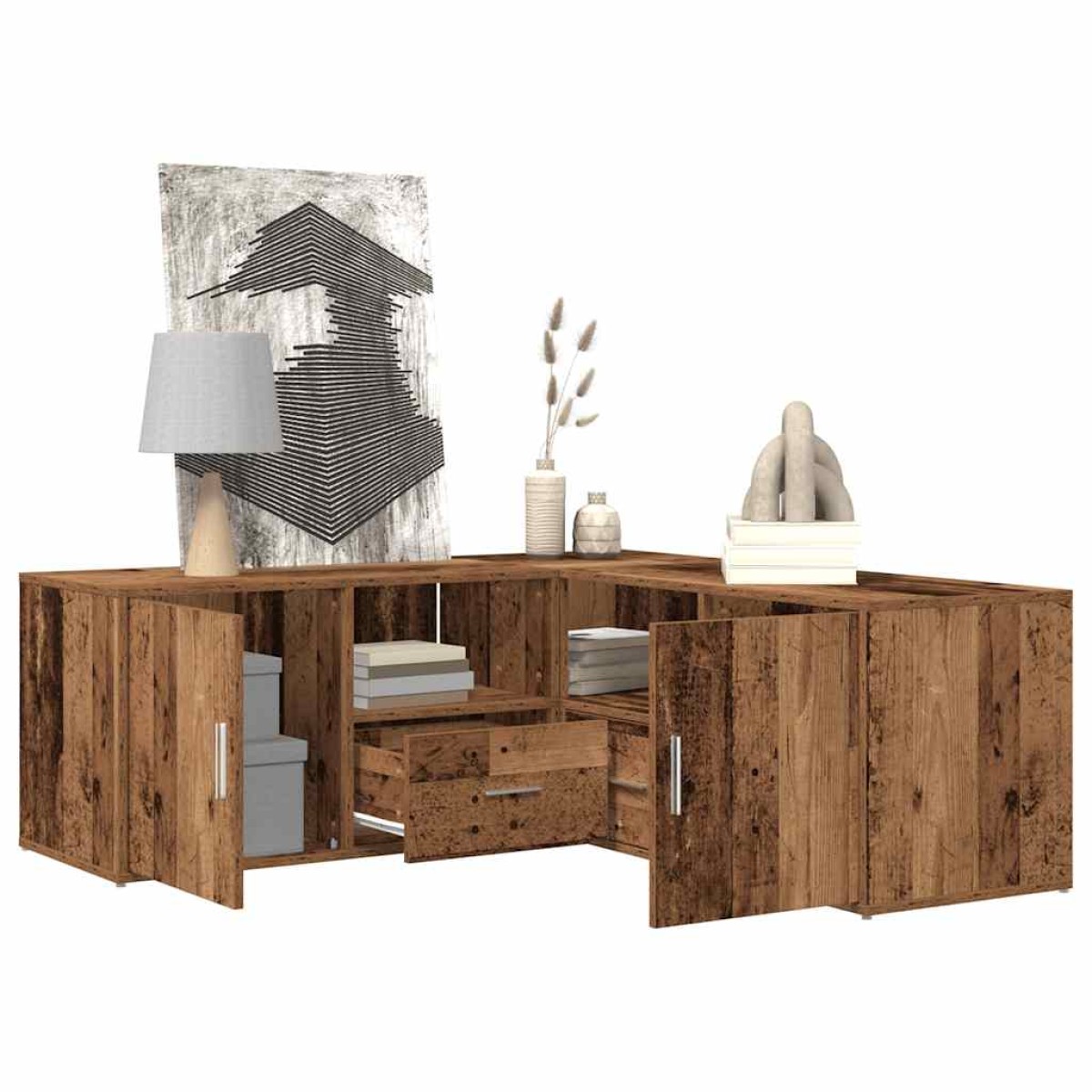 vidaXL Ντουλάπι Γωνιακό Όψη Παλαιού Ξύλου 200x40x45 εκ. από Επεξ. Ξύλο