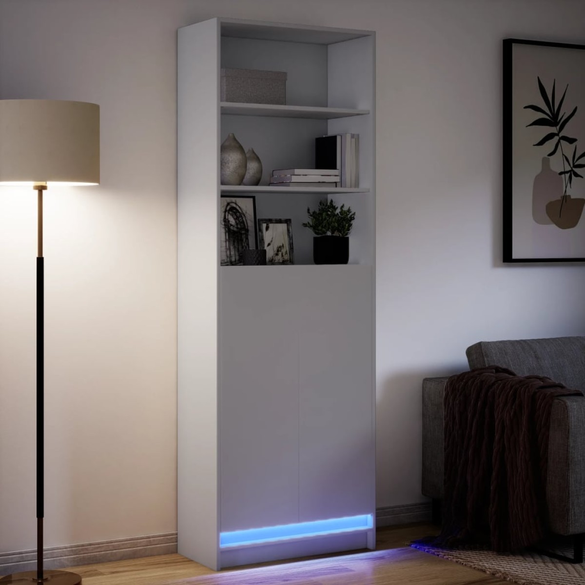 vidaXL Ντουλάπι με LED Λευκό 69x32,5x200 εκ. από Επεξεργασμένο Ξύλο