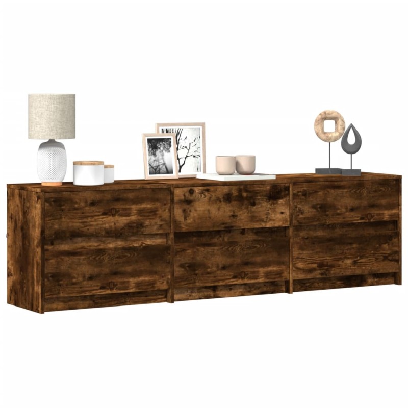 vidaXL Έπιπλο Τηλεόρασης με LED Καπνιστή Δρυς 180x34x50 εκ. Επεξ. Ξύλο
