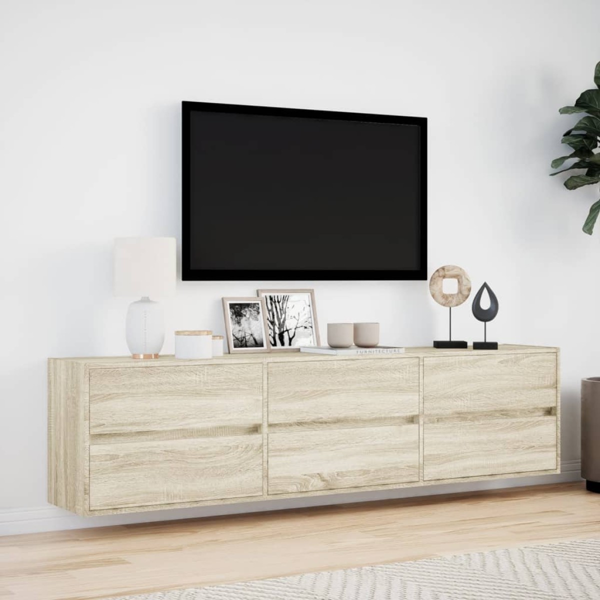 vidaXL Έπιπλο Τοίχου Τηλεόρασης με LED Sonoma Δρυς 180x31x45 εκ.