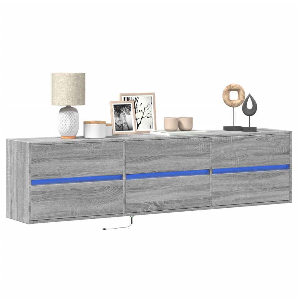vidaXL Έπιπλο Τοίχου Τηλεόρασης με LED Γκρι Sonoma 180x31x45 εκ.