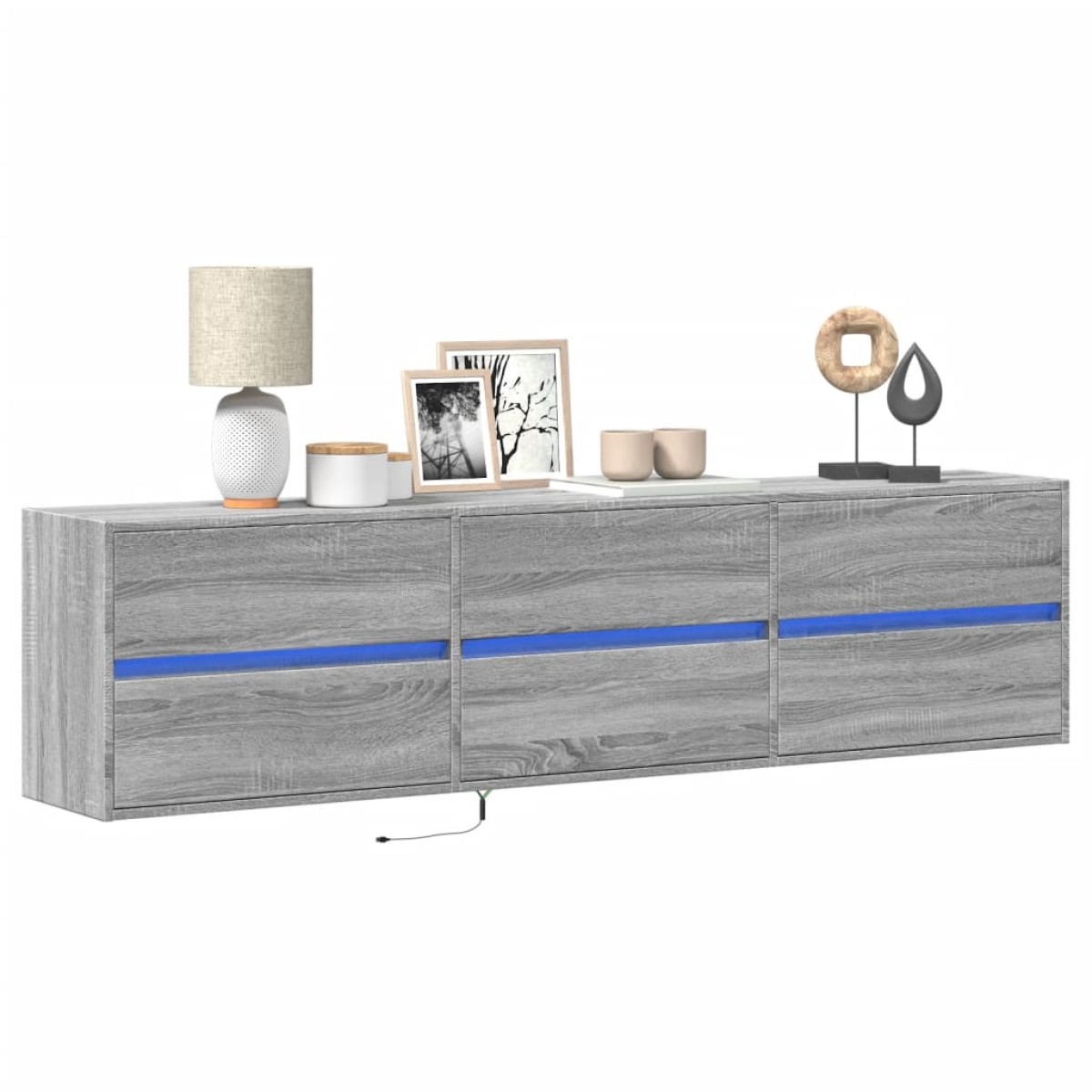 vidaXL Έπιπλο Τοίχου Τηλεόρασης με LED Γκρι Sonoma 180x31x45 εκ.