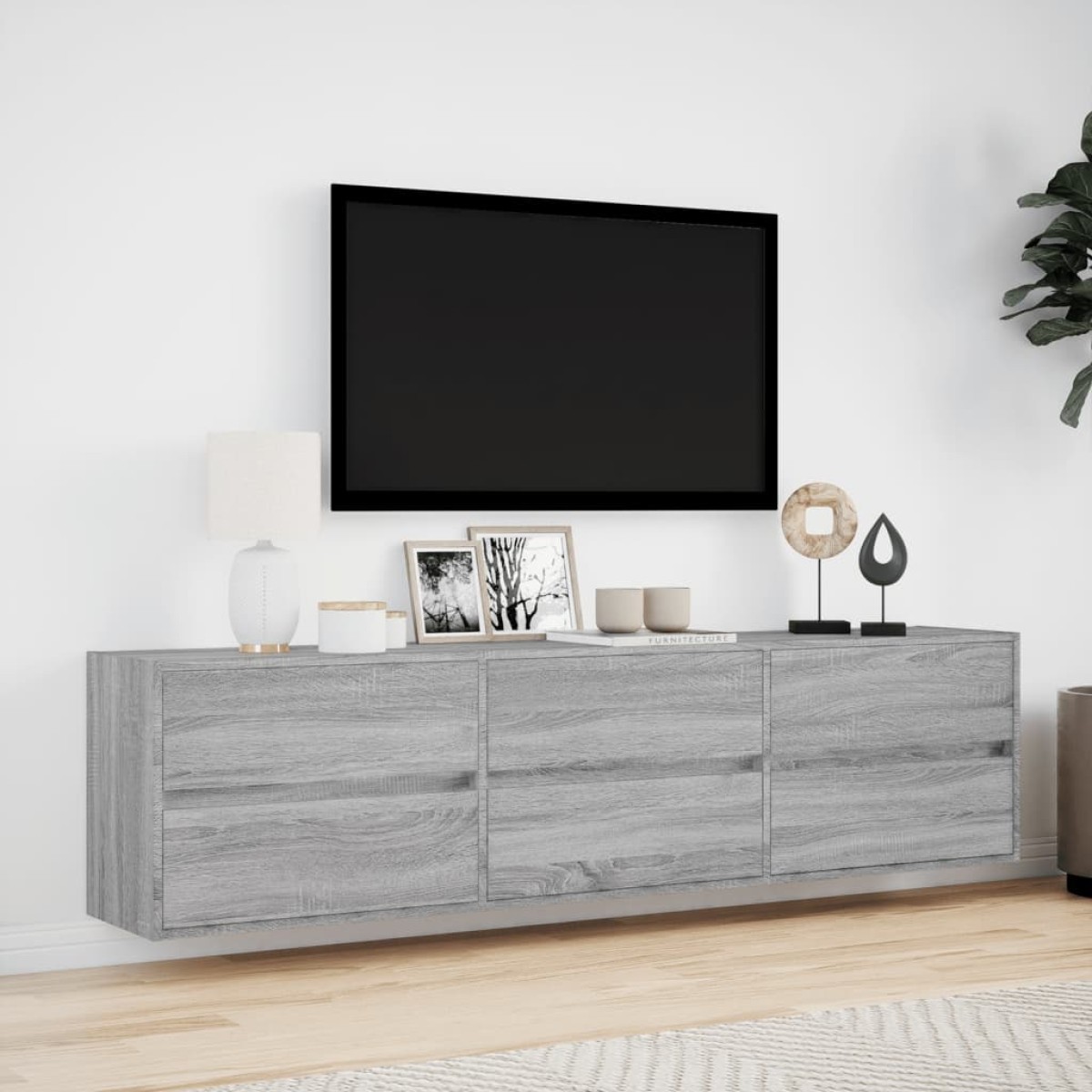 vidaXL Έπιπλο Τοίχου Τηλεόρασης με LED Γκρι Sonoma 180x31x45 εκ.