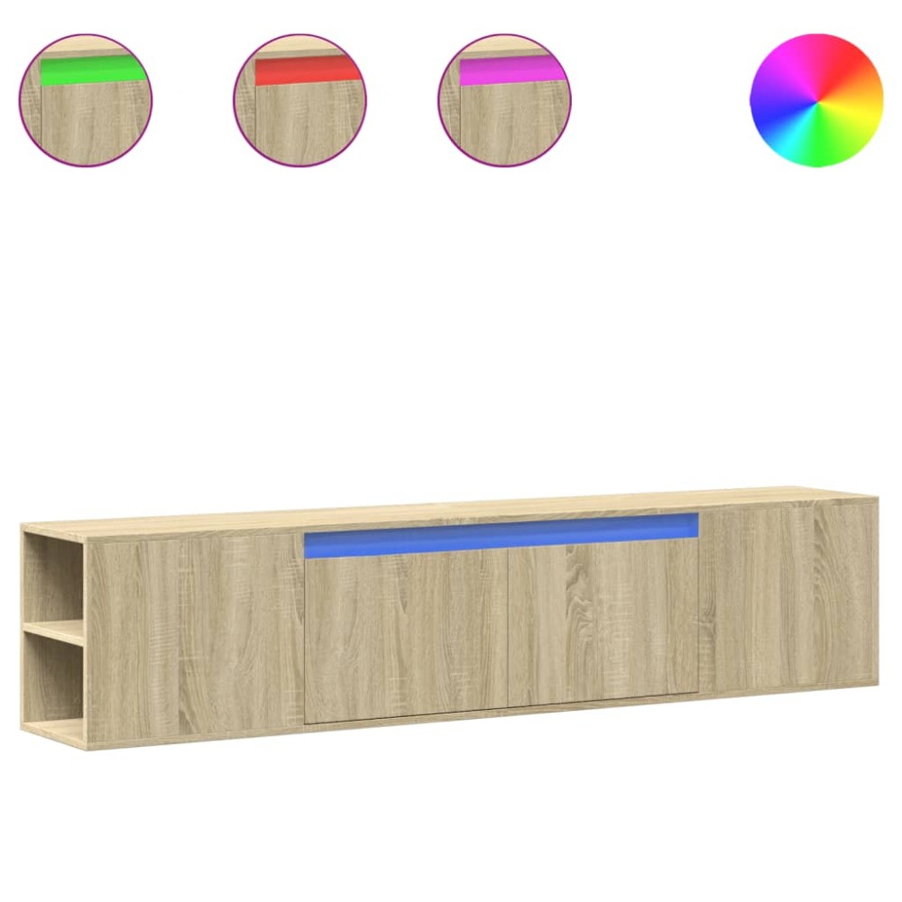 vidaXL Έπιπλο Τοίχου Τηλεόρασης με LED Sonoma Δρυς 180x31x39,5 εκ.