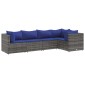 vidaXL Σαλόνι Κήπου Σετ 5 Τεμαχίων Γκρι Συνθετικό Ρατάν με Μαξιλάρια