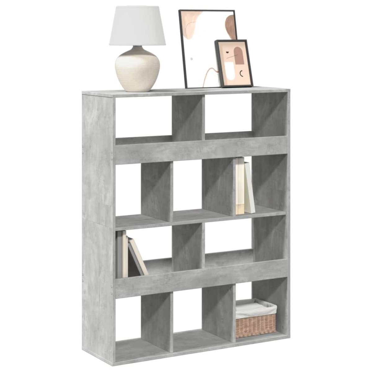 vidaXL Βιβλιοθήκη Γκρι Σκυροδέματος 100x33x125,5 εκ. Επεξεργ. Ξύλο