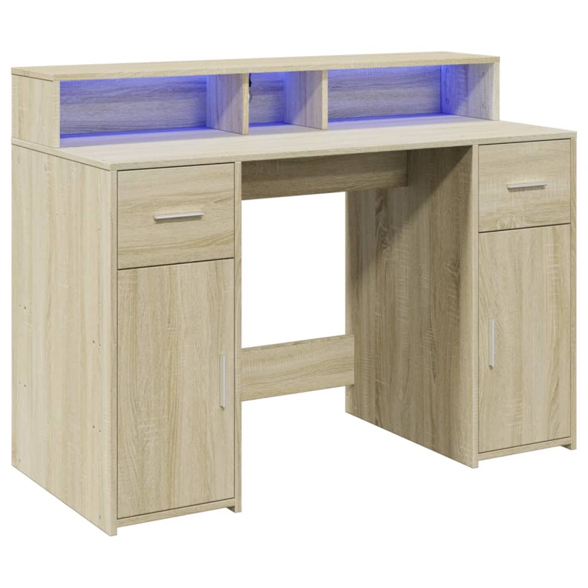 vidaXL Γραφείο με LED Sonoma δρυς 120x55x91 εκ. Επεξεργ. Ξύλο
