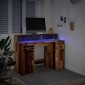 vidaXL Γραφείο με LED Όψη Παλαιού Ξύλου 120x55x91 εκ. Επεξεργ. Ξύλο